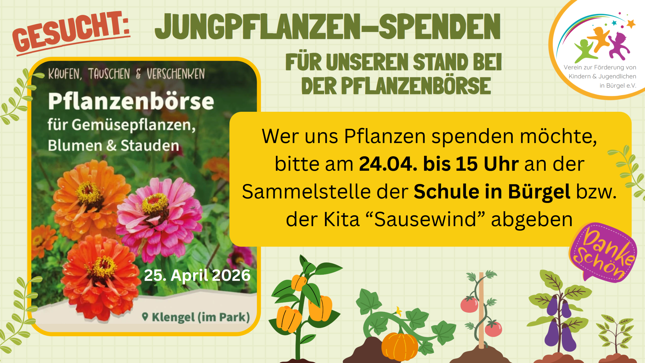 Aufruf zu Jungpflanzenspenden für die Pflanzenbörse in Klengel